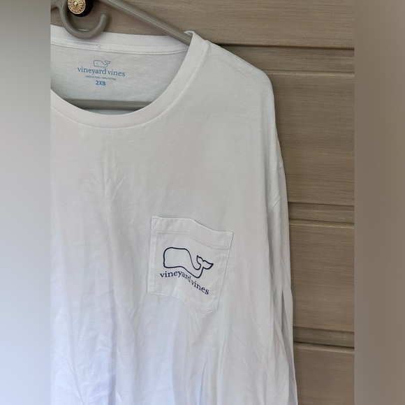 VINEYARD VINES WHALE Spell Out TEE SHIRT SIZE 2XB - 2 EXTRA BIG - White Navy - Picture 4 of 8
